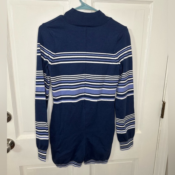 Free People Striped Navy Knit Long Sleeve Romper Small - Picture 6 of 6